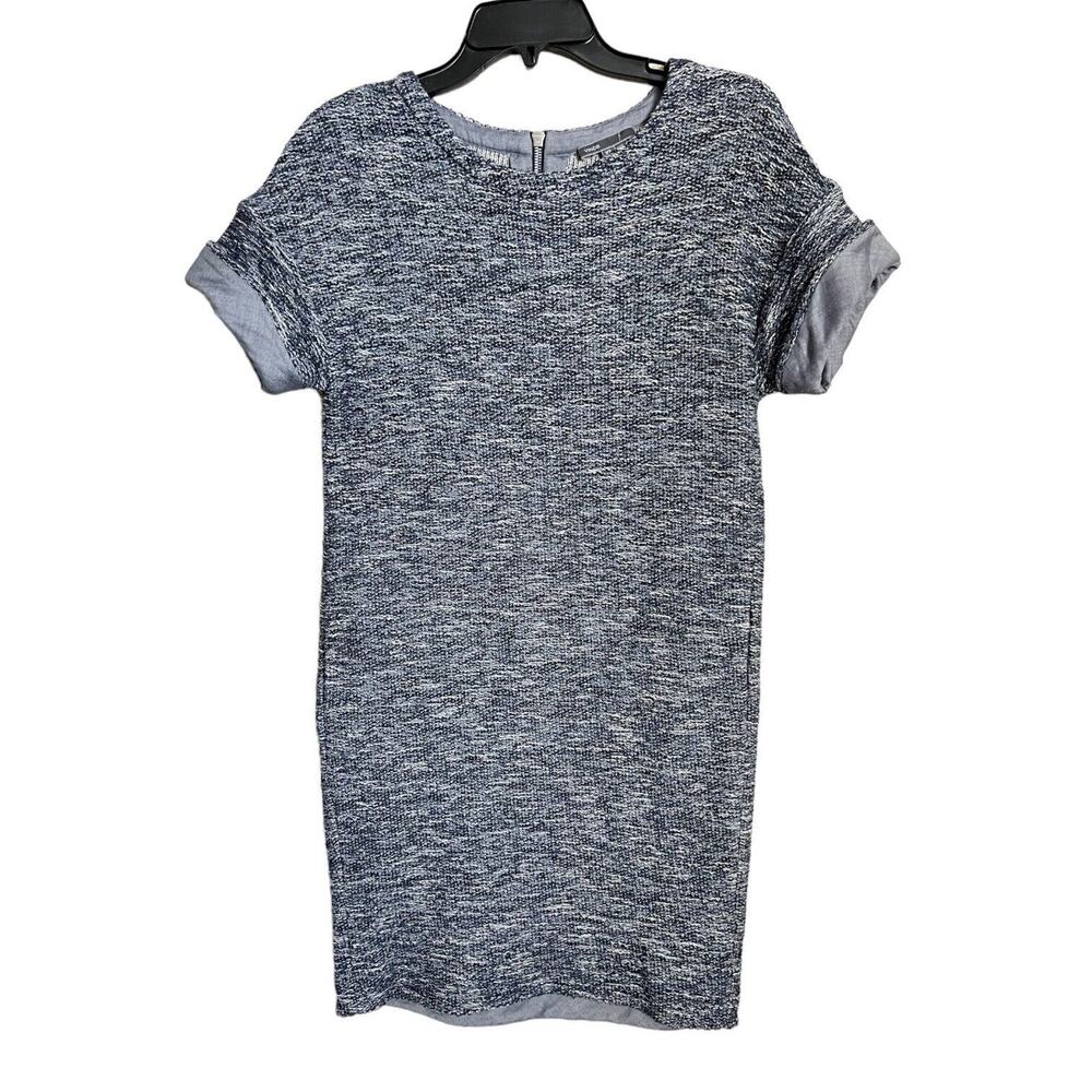 Vince. Rolled Cuff Marled Terry Tee Shift Dress Short Slv Boucle